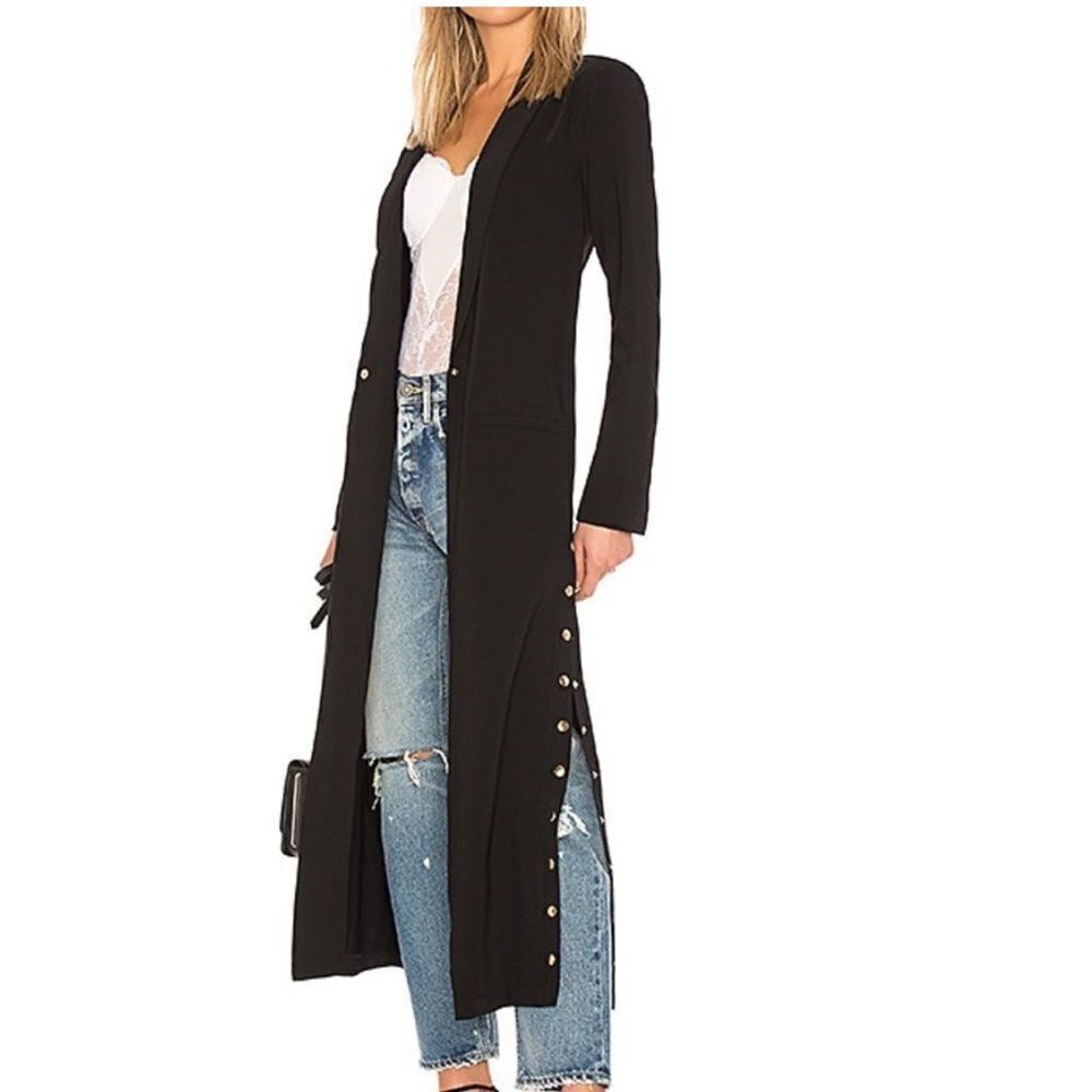 NBD Black Sienna Side Snap Closure Maxi Duster Coat New Size XS
